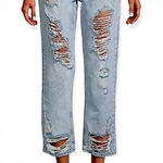 Avec Les Filles  distressed ripped high rise light wash mom jeans‎ size 29 Photo 0