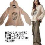 Skull Cashmere 100% CASHMERE SKULL HOODIE  BEIGE SWEATER MEDIUM $390 Photo 1