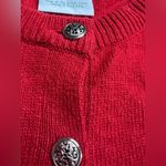 Laura Ashley Vintage 90s  Women's RED L Pure New Wool Cardigan Sweater Pockets Photo 9