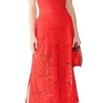 Parker Ashton Sleeveless Tie-Back Eyelet Crop Red Jumpsuit Photo 11