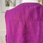 Ellen Tracy 100% Linen Plum Purple Sleeveless Shirt L Photo 3