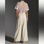 Avec Les Filles Anthropologie avec le filles beige ivory cream leather cargo pants trousers Photo 2