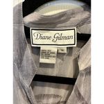 Diane Gilman  Women's Gray Black 100% Silk Floral Print Long Sleeves Top Size M Photo 2