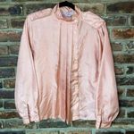 Vintage CEO Rose Gold Pleated Button Down Long Sleeve Top Women's Size 8 Pink Photo 0