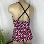 Speedo  Pink Black White Circle Print Tankini Swim Bikini Top 12 Photo 1