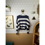 American Eagle  Striped Navy and White Ribbed Knit Cropped Sweater - Size -Small Photo 2