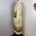 Jeanne Durrell Vintage Neutral 3 Piece Floral Long Sleeve Dress Scarf & Belt Brown Size M Photo 5