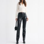 Abercrombie & Fitch 🆕 Black High Rise 90s Straight Vegan Faux Leather Pant 26🆕 Photo 4