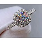 Boutique 2ct‎ Pave Halo Round Platinum Silver Diamond Engagement Ring, Sz 10 Photo 1