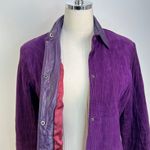 Gloria Lopez Sauque Suede Leather Jacket Purple Size M Photo 4