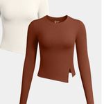 OQQ Womens 2 Piece Long Sleeve Tops Crew Neck Stretch Fitted Underscrubs Size L Photo 0