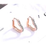 Boutique NEW Women's 14k Rose Gold Plated S925 Heart Hoop Simulated Diamond Earrings Photo 2