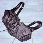 Body rage black faux leather corset tie front bra style shirt top size large Photo 0