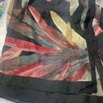 Multicolor Feather Print Scarf Wrap Shawl 90" L X 37" W Cotton & Viscose Blend Black Photo 0