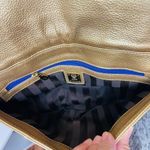MCM Gold Leather Studded Flap Shoulder Bag Photo 3