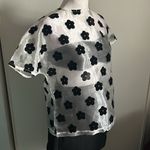 Nasty Gal Women’s Boxy Shimmering Sheer Felt Floral Appliqué Festival Summer Top Photo 2