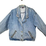 Vintage YES Clothing Studded Denim Jacket Women’s Small Western USA Oversized Blue Photo 0