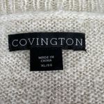 Covington  Sz XL Gold Metallic 3/4 Sleeve Crew Neck Sweater Cream Textured Front Photo 6
