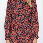 Fate Bohme Floral Button Down Ruched‎ Dress Size Large Black Photo 0