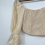 Dress Forum beige ivory smocked peasant ruffle sleeve boho top size medium Photo 4