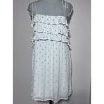 Storia  Embroidered Glitter Star Print Ruffle White Mini Dress Size S Whimsical Photo 4