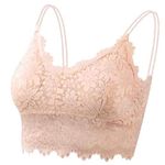 Beige/Nude Pink Floral Lace Padded Bralette Size Small Photo 2