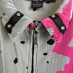 Jamie Sadock Womens Sleeveless Golf Top Small Shirt Multi Plisse Pleated 1/4 Zip Black Photo 5