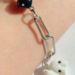Handmade y2k Kawaii funky black&white theme cow unisex chain bracelet🐮🖤🤘 Photo 2