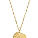 Savvy Cie Jewels 22k Gold Plated Monogram Letter E Coin Pendant Necklace Photo 0