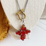 925 Sterling Silver Carnelian Gemstone With Holder Necklace Womens Jewelry Orange Photo 4