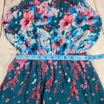 Fate‎ Floral Maxi Dress Teal Blue Pink Spaghetti Strap Elastic Waist M Halter Size M Photo 12