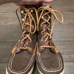 Sperry Top Sider Women’s Hikerfish Leather Boots 7M Pink & Brown Plaid Preppy Photo 7