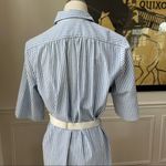 Vintage 80s Serbin Petite Seersucker Stripe Shirt Dress M 8 Blue Size 8P Photo 5