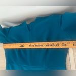Milly  Teal Long Sleeve Split Neck Mini Dress Puff Sleeve Cocktail Party Size 8 Photo 8