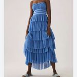 Hutch Anthropologie Strapless Tiered Tulle Dress Blue Size 16 Photo 2