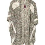 Cacique  Plus Size 18/20 Green Paisley Lace Trim Kimono Open Front Coverup NEW Photo 0