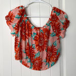 Aerie NWOT  women’s pink‎ orange lightweight cropped summer elastic top blouse L Photo 0