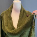 Women’s Casual Green Knitted Sweater Wrap Around Design with Tassels Size S NWOT Green Photo 5