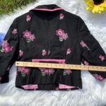 Cynthia Steffe Black Blazer Flower Embroidered Medium Pink Black Chic Kawaii Photo 3