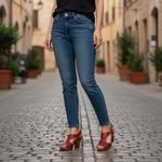 NEW Naya Red Leather Alpine Slingback Heeled Sandals Shoes size 7.5 Photo 2