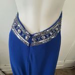 Betsy And Adam Electric Blue One Shoulder Sequin Beaded Floor Length Ball Gown 4 Photo 4