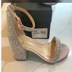 Betsey Johnson  7.5 SB-Mari Champagne Chunky Heel Jeweled Formal Sandals Photo 0