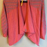 Lole Size SMALL Coral Pink Gray Cozy Elbow Sleeve Shrug Sweater Waterfall Front Photo 5