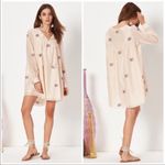 Tularosa NWT Women's XS Cream Blythe Mini Dress Cream Pink Embroidered Photo 3