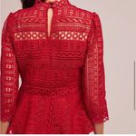 Moulinette Soeurs  Anthropologie Red Lace Peplum Blouse size 2 Photo 4