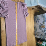 INC Stretch Ribbed Knit Pink Metallic Scoop Neck Short Sleeve‎ Puff Shoulder Top Size L Photo 10