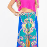 Flying Tomato  Orange and Purple Patterned Wide Leg Pull-On Palazzo Pants Photo 0