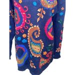 Christina Navy Blue with Bright Colored Paisley Pattern Crewneck Long Sleeve Han Size L Photo 3