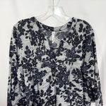 Ny Collection Plus Size 3X Top Gray Black Floral V Neck Knit Boho Stretch 830 Photo 2