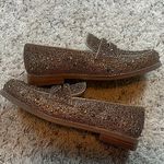 Betsey Johnson NEW Aron Gold Rhinestone Bedazzled Loafers Block Heel Slip On 6 Photo 9